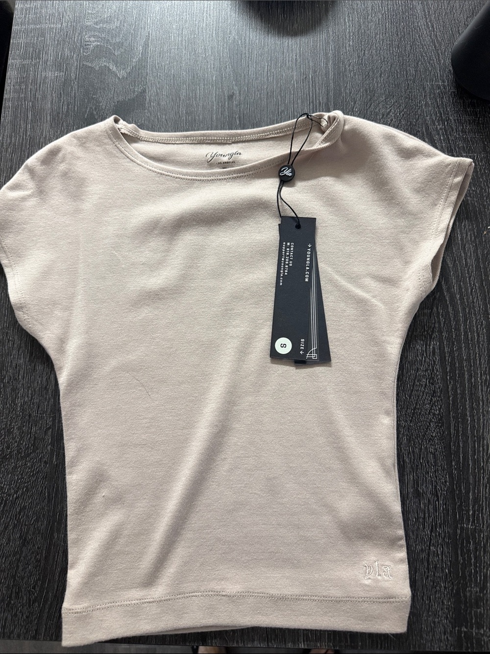 YoungLA Women's Cream Short Sleeve Knit Tee